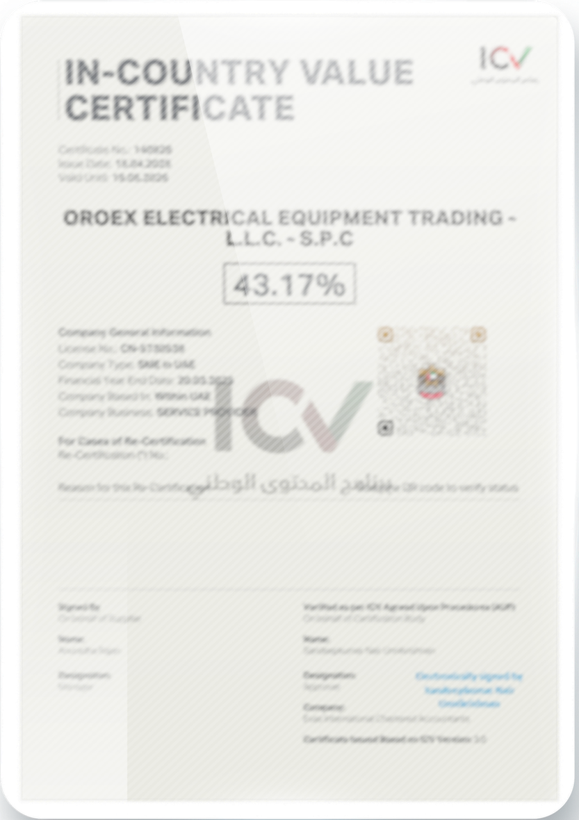In Country Value Certificate